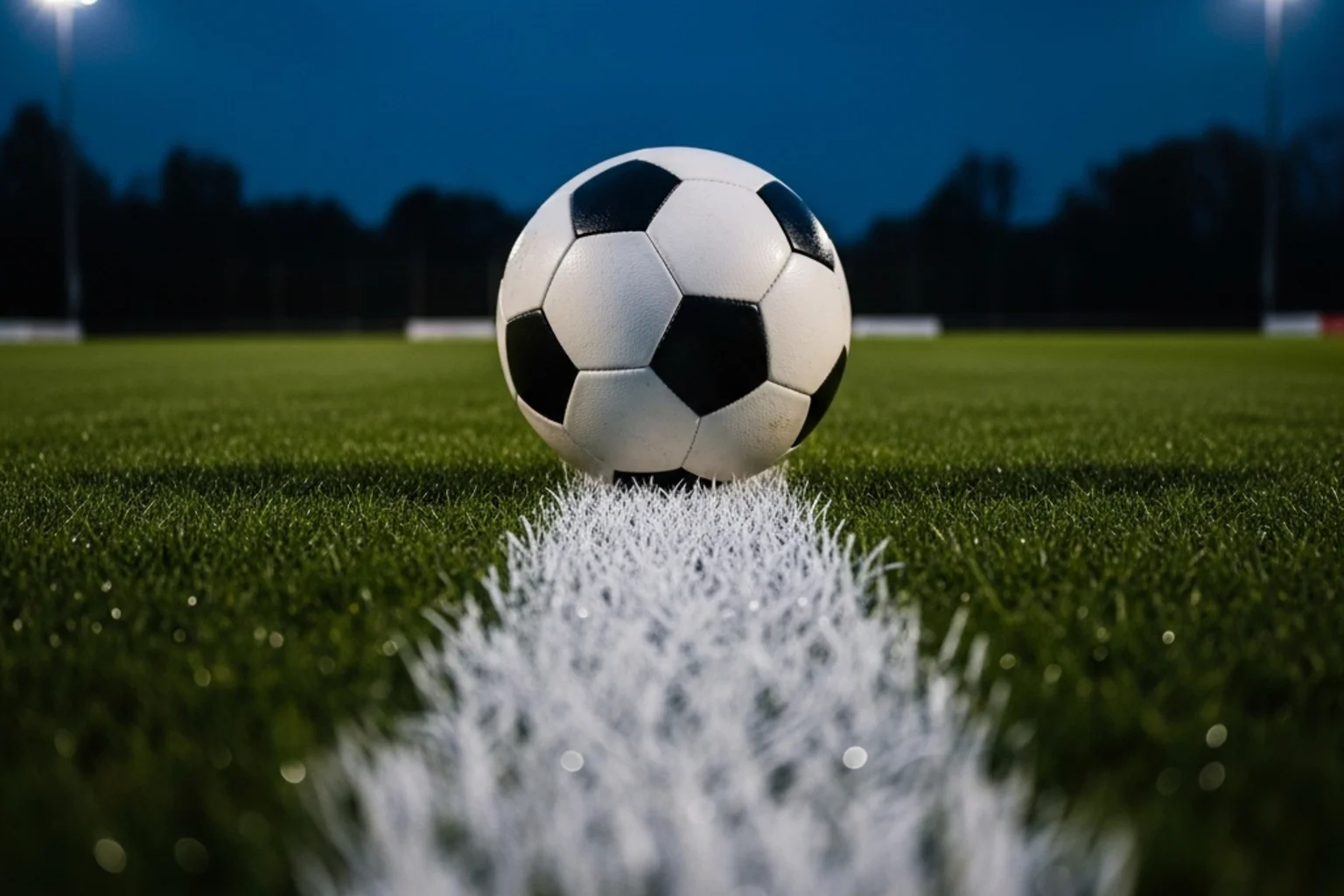 Fußball auf dem Spielfeldrand balanciert auf der Linie — Symbolbild für Risiko und Sicherheit bei Wetten